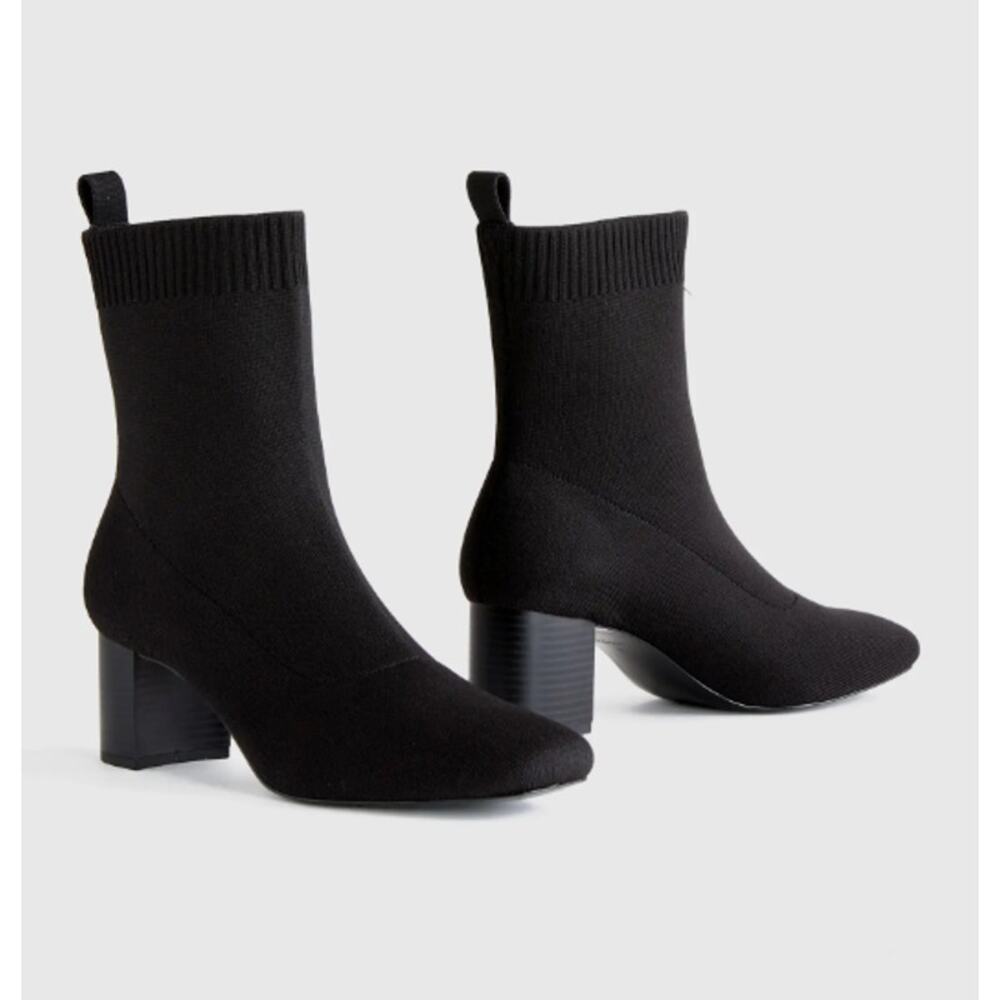 Quince Eco Knit Heeled Bootie Black Size 8 NEW NWOB - Picture 3 of 4
